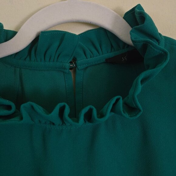J.Crew High Ruffled Neck Balloon Sleeve Emerald Green Blouse Plussize Size XXL - Picture 6 of 10